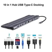 3,1 разветвитель 10 в 1 USB 3,0 USB C концентратор к HDMI 4K 3 порта USB C концентратор с концентратором 3,0 PD TF SD ридер для ноутбука для Macbook Pro