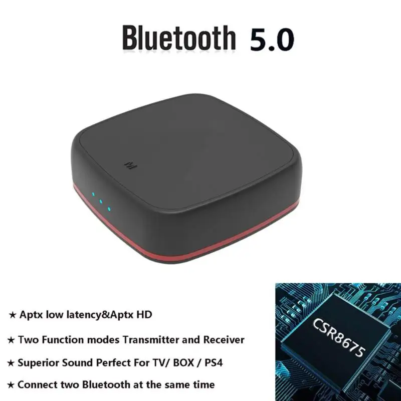 2 в 1 CSR8675 адаптер Bluetooth 5,0 передатчик приемник APTX HD/LL мини аудио 400 мАч низкая задержка поддержка APT-X AAC 54X54X15 мм