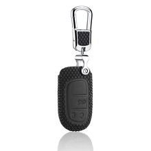 luckeasy Leather Key Cover for jeep Grand Cherokee 2014 fiat Ottimo 2014 fiat viaggio 2015 Chrysler 300c 2012/2013 3 button key3