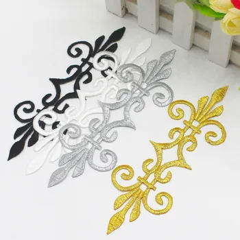 

YACKALASI 10 Pieces/Lot Iron On Gold And Silver Applique Ironing Cosplay Costume Flowers Patches 17.5cm*6cm