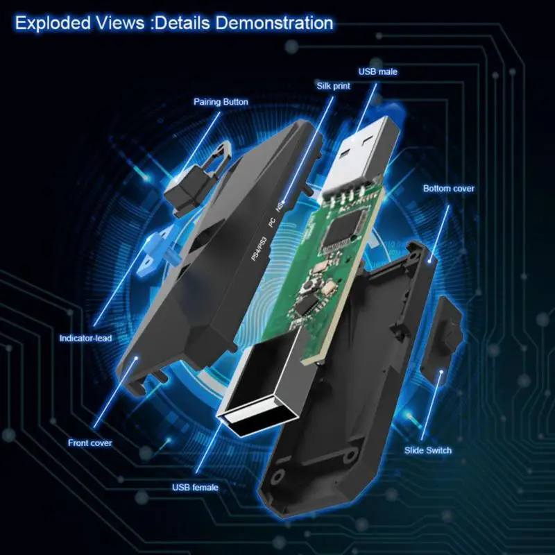 Беспроводной проводной USB конвертер Bluetooth геймпад игровой контроллер адаптер для nintendo Switch/Lite PC PS4 PS3 Android смартфон