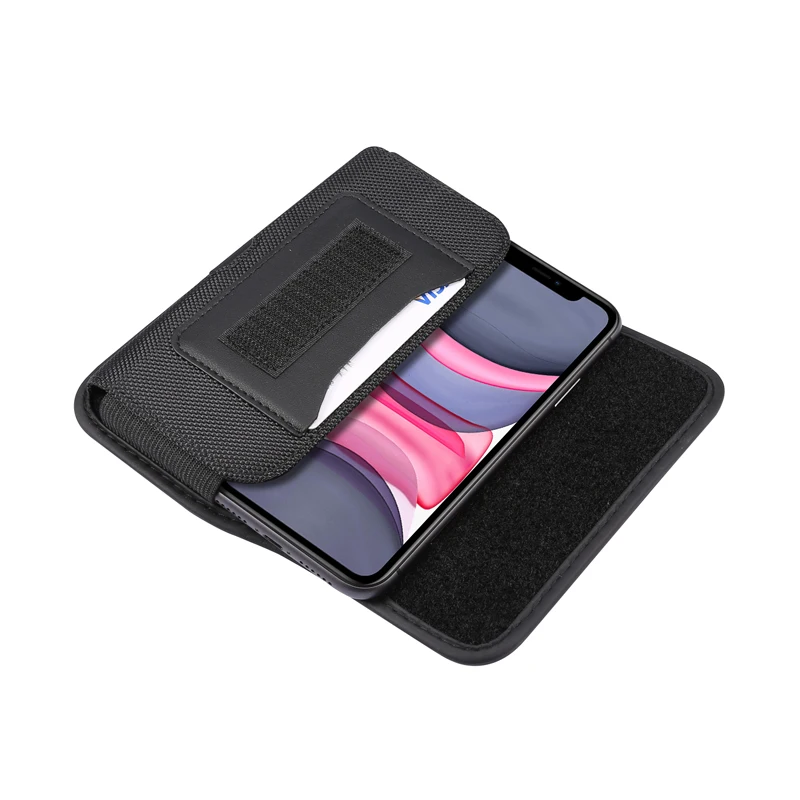 Leather Phone Pouch with Belt Clip - Fits 4.7-7.2 inch Smartphones - Oxford Cloth Waist Bag