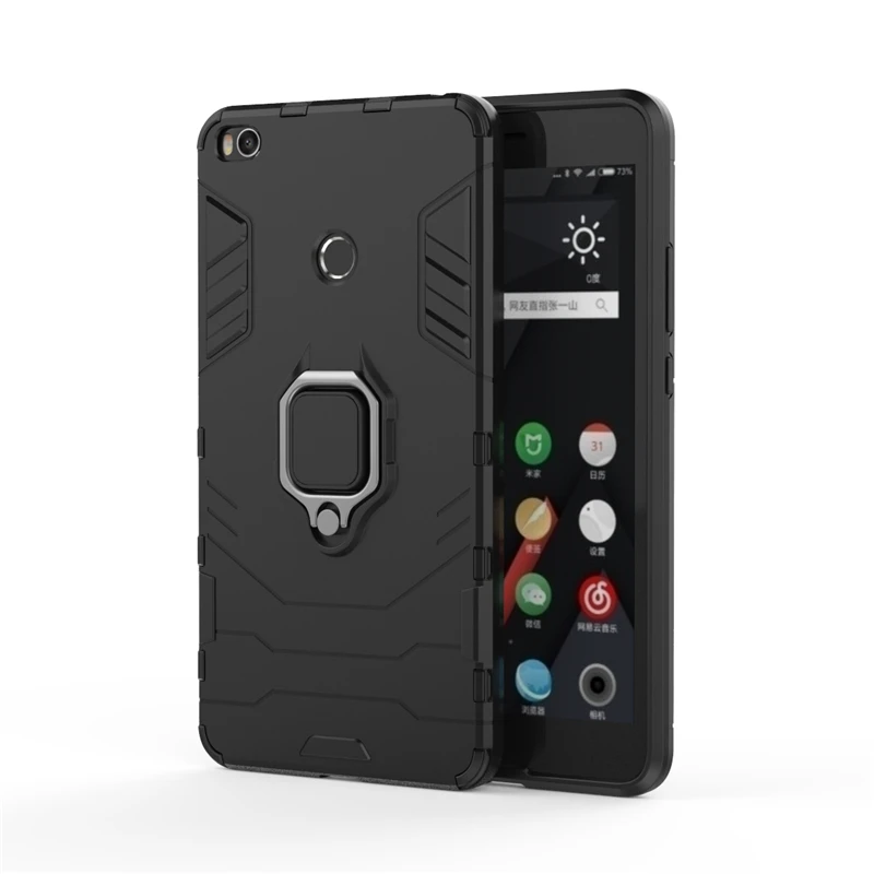 Black YUHHASHI Armor противоударное кольцо задняя крышка для телефона Xiaomi Max2 Магнитная подставка кольцо чехол для телефона Xiaomi Max2 Copue - Цвет: Black
