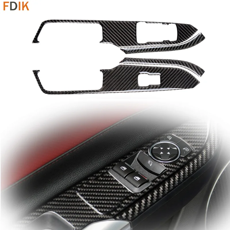 For 2015-2017 Ford Mustang Gloss Carbon Fiber Side Mirror Cover Overlay Trim 2X