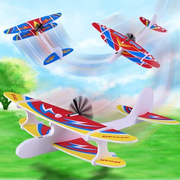 1Pc Airplanes Capacitor Electric Hand Launch Throwing Glider Aircraft Inertial Foam Toy Plane Model Outdoor Toy Vehicles 1