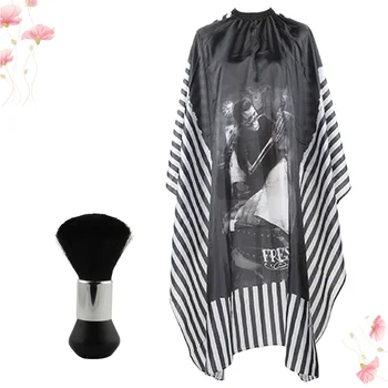 

2pcs Hairdressing Cloth Apron Barber Shawls Haircut Cape Cloak Haircut Gown with Hair Brush Barber Neck Duster