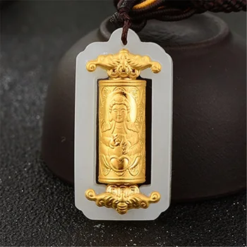 

Gold inlaid jade pendant