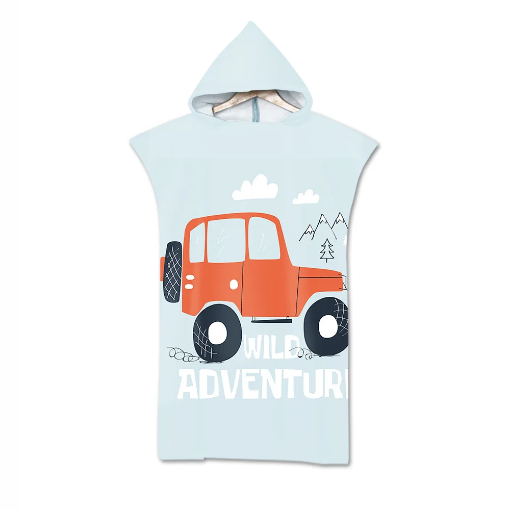 Customizable Cartoon Animals Adult Children Microfiber Quick Dry Beach Towel Hooded Bath Towel Swimming Changing Bathrobe Poncho