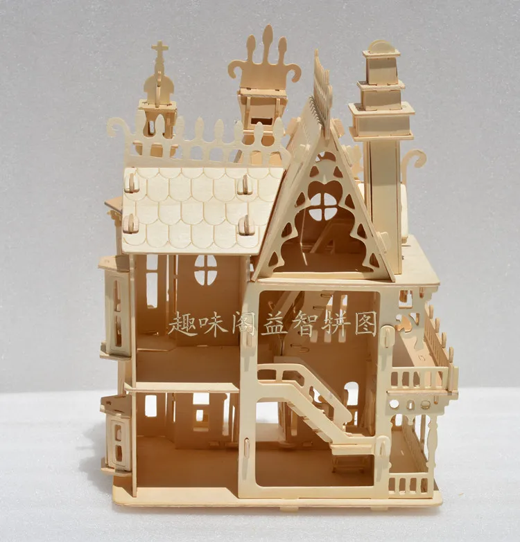 3D лобзик ручной работы деревянный Сборный DIY хижина мебель архитектурная модель стерео модель