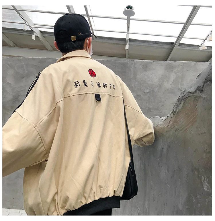Spring And Summer Japanese Korean Autumn Clothing Hong Kong Style CHIC Years Men's BF Harajuku-Style Students Loose-Fit Embroide