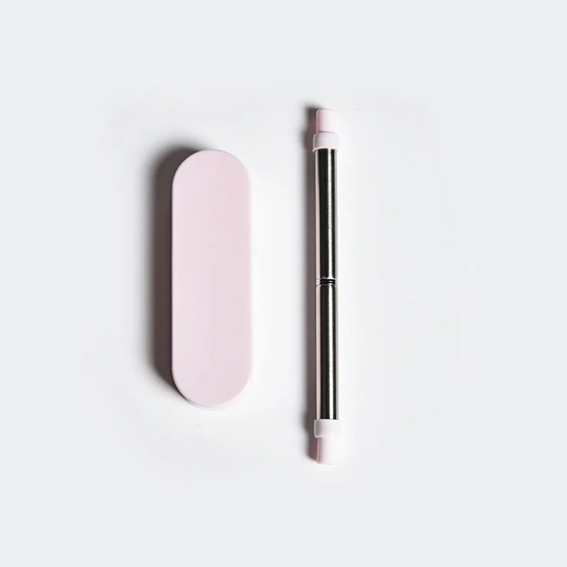 pink Складной стакан соломинки многократного использования металлическая соломинка с кистью чехол из нержавеющей стали прямые соломинки кофе посуда для напитков инструмент - Цвет: pink