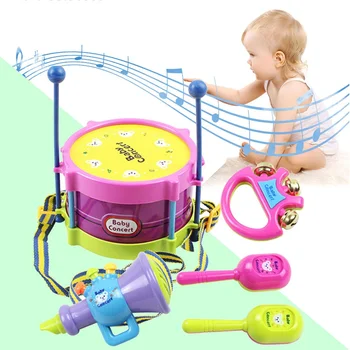 

5Pcs/Set Kids Baby Roll Drum Musical Instruments Band Kit Children Playing Toys Kids Birthday Christmas Gift