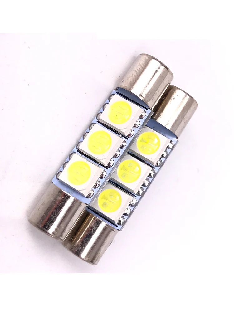 100pcs  T6.3 ڵ 㿵 ̷  C5W ȭ   T6 28mm 5050 3 SMD ڵ LED ũ  