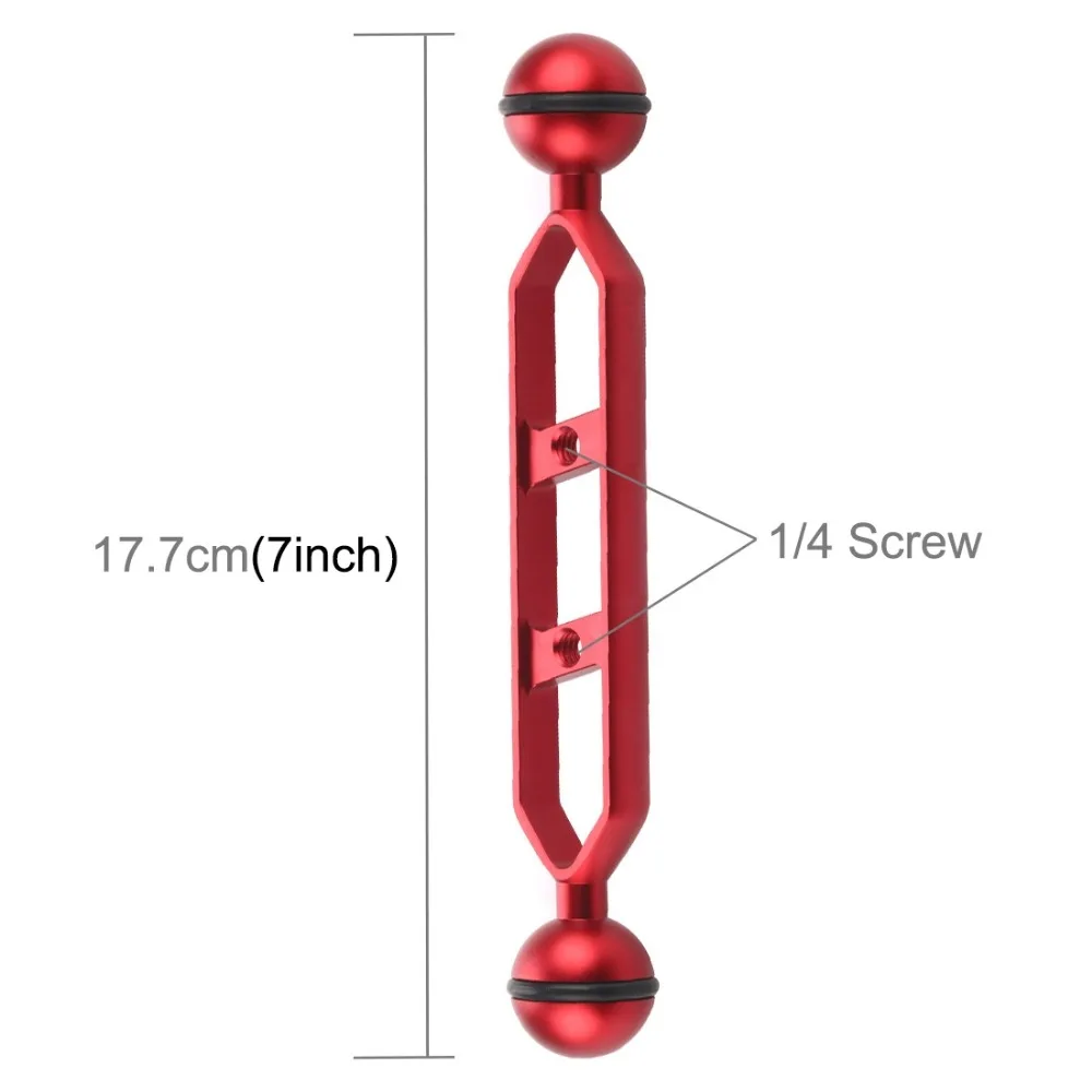 PULUZ 7 inch17,8cm Дайвинг из алюминиевого сплава с двумя шариками для подводного фонаря/видео света, диаметр шара: 1 дюйм/2,54 см