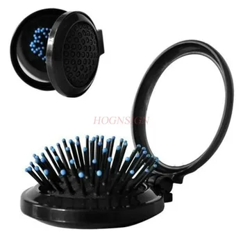 

round hair comb Massage portable makeup comb color airbag mirror straight hair comb with round mirror comb two in one small comb