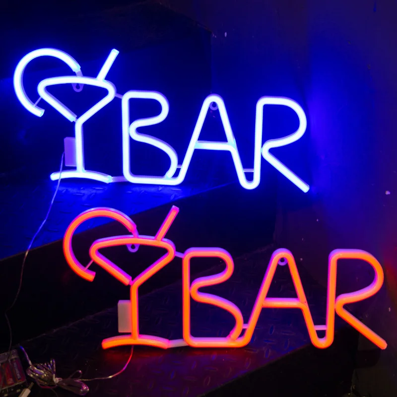 

BAR Neon Sign Light LED Juice Letter Neon Lamp Tube With Remote Contral For Bar KTV Snack Shop Christmas Wall Decor 57x26cm