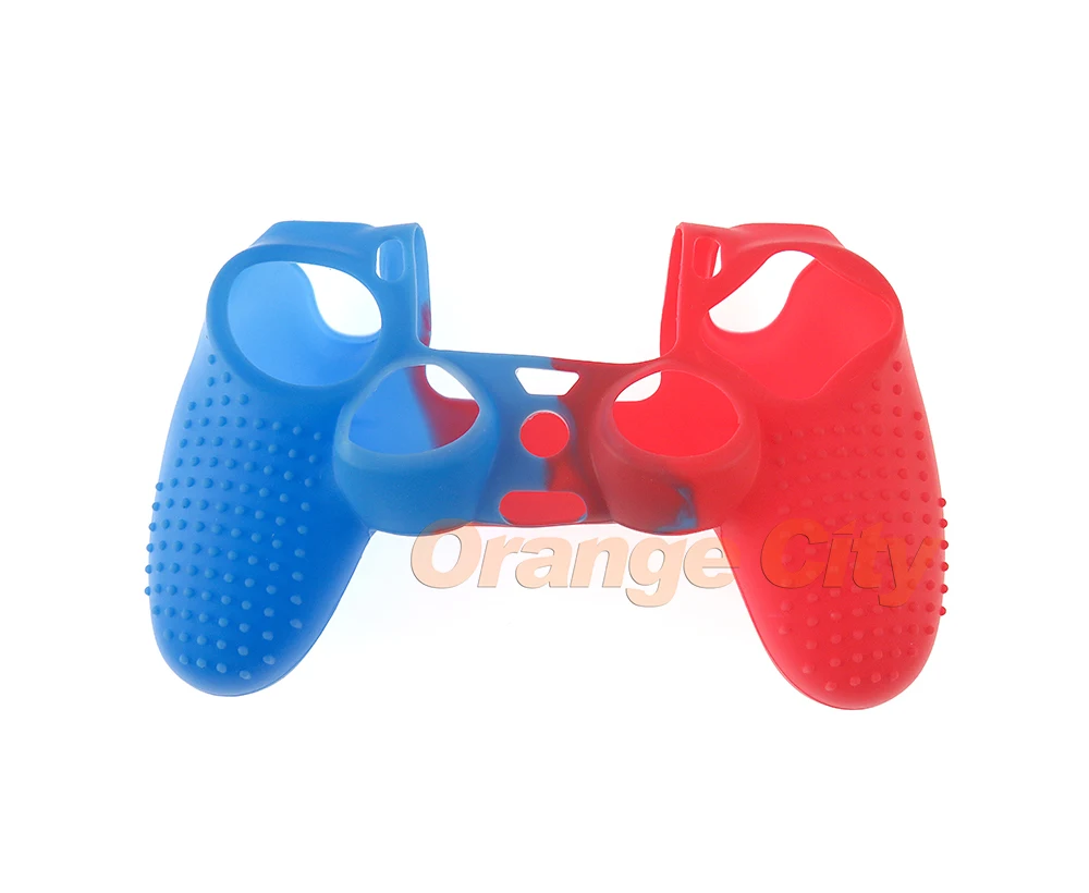 blue and red 2PCS For Sony PS4 Slim Pro Controller Cover Case Touch Color Silicone Case For Dualshock 4 Case Studded Dots Silicone Rubber - Цвет: blue and red