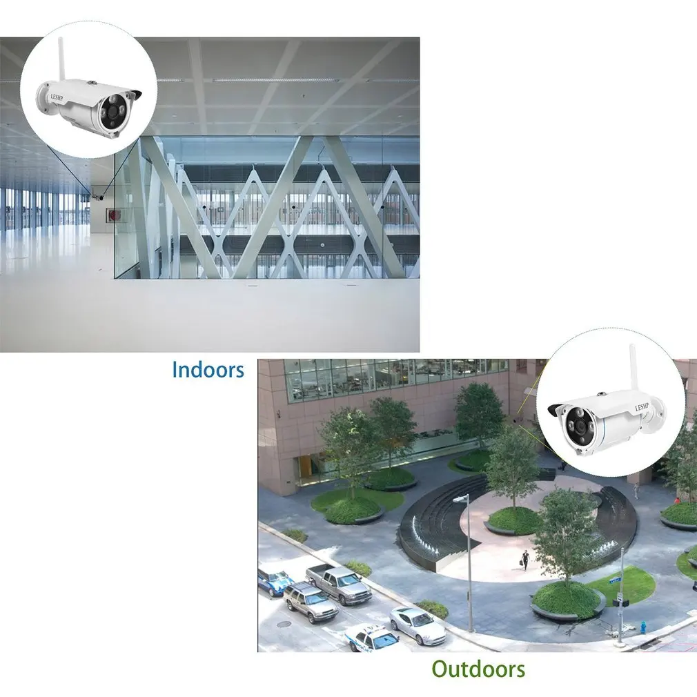 LESHP 1.0MP WIFI Wireless Bullet Security IP Camera Outdoor Waterproof Support Night Vision Motion Detection Smart Alarm Camera