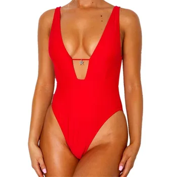 

2020 Sexy Deep V Neck One Piece Swimsuit Women Swimwear Bodysuit Swimsuit Monokini Padded Bathing Suits Brazilian Beach Wear