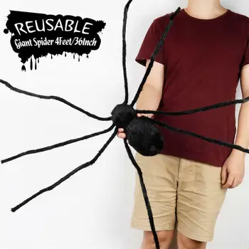 

Halloween Decorative Giant Spider Plush Toy with Surprise Sound and Glittering Eyes for Halloween Parties Front Porches Doorways