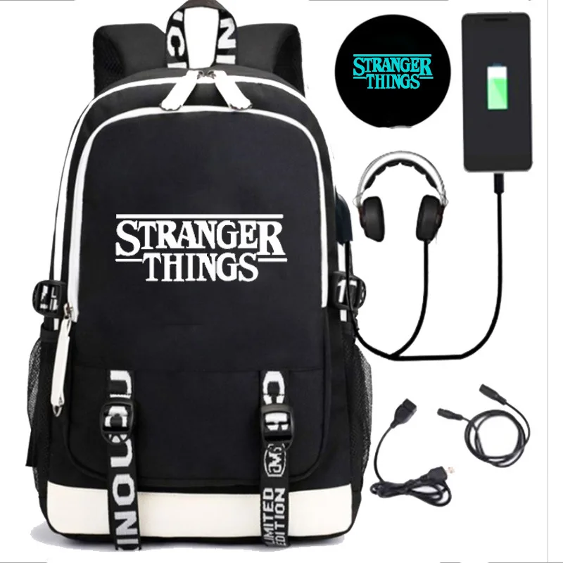 

American TV Series Stranger Things Stranger Things Related Products Backpack Schoolbag Rechargeable Night Light Backpack