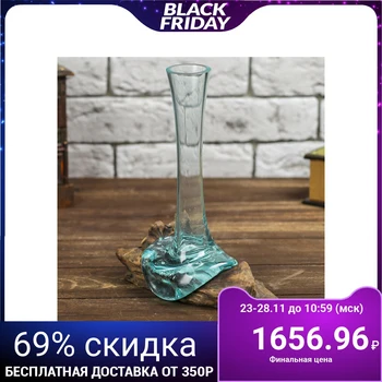 

Vase glass on wood "Constellation" 30x20x15 cm