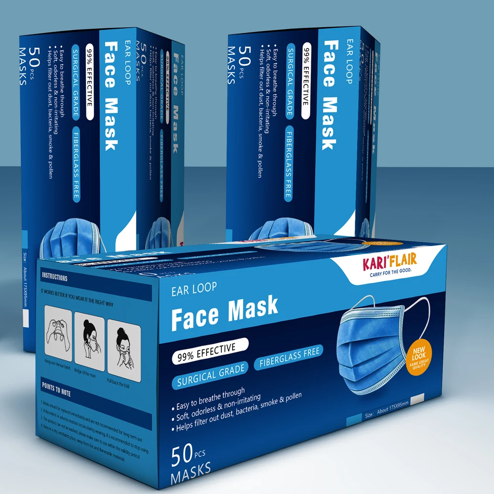 

50pcs/box Non Woven Disposable Face Mask Standard Earloop Protection cover Earloops Mask Anti-dust virus Korea FFP2