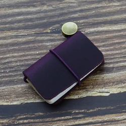 Mini Vintage Leather Pocketbook Daily Planner Organizer - Cute and Portable Sketchbook (Purple)
