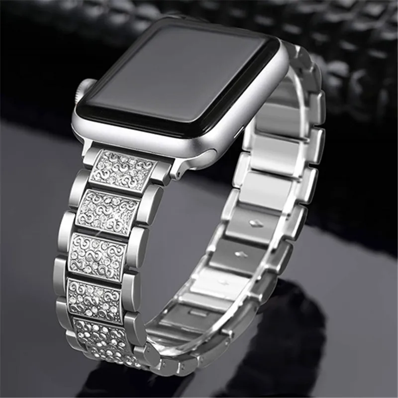 Мода 4 цвета Нержавеющая сталь ремешок браслет для iwatch Diamond Band Apple Watch 38 42 мм