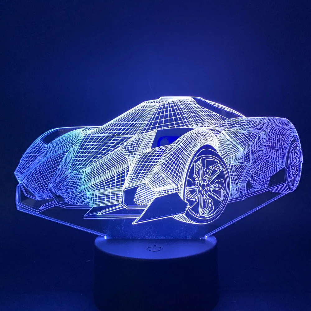 

Novetly Super Car 3D Lamp Multi-color with Remote Battery Operated Nightlight Led Night Light Lamp Awesome Gift for Teenager