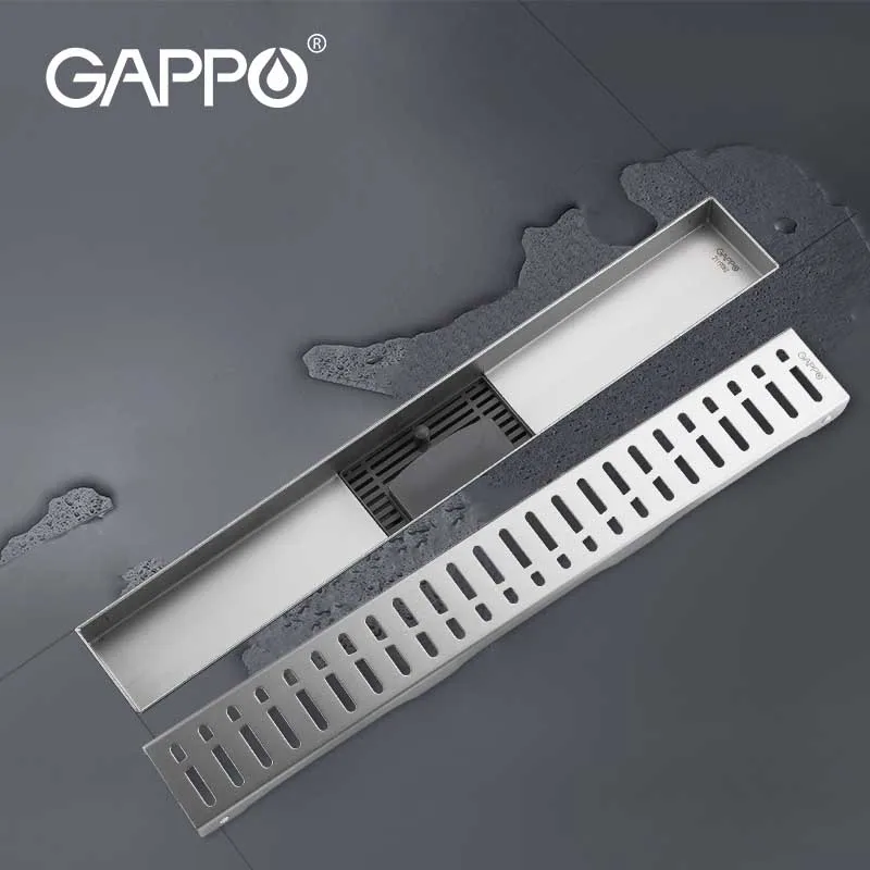 GAPPO Anti-odor Drains Recgangle Linear Waste Drainer Bathroom Floor Drain Cover Stopper Bathroom Shower Drain Hair Catcher