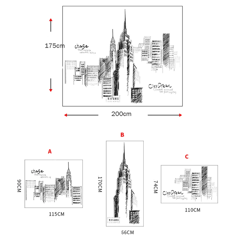 ПВХ большие настенные наклейки 1 шт. высокие городские здания для гостиной фон