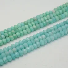 Натуральные густые волнистые/Перу Амазонит граненые бусины 8x5 мм