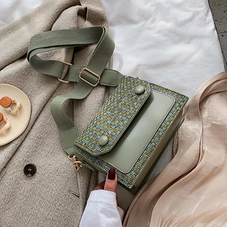 Элегантная зимняя модная квадратная сумка, новая дизайнерская сумочка, Высококачественная шерстяная контрастная цветная сумка на плечо, элегантная женская сумка - Цвет: 3