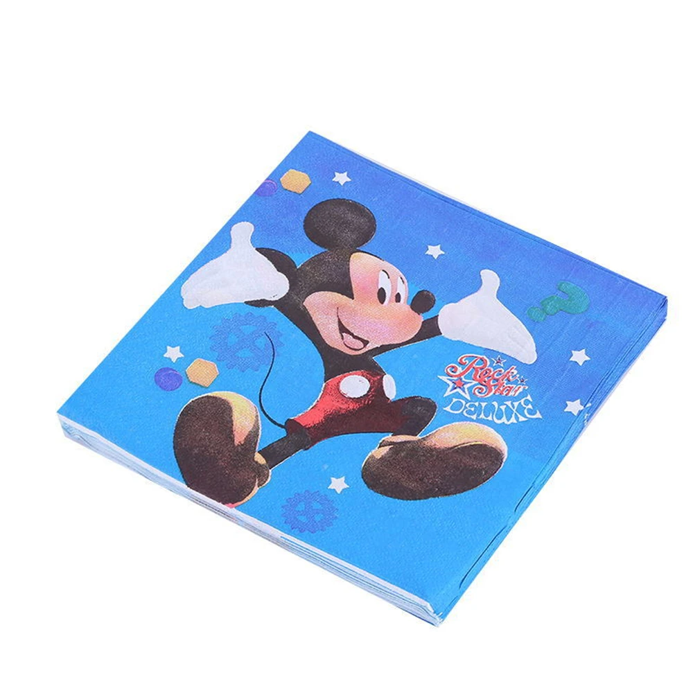 

Mickey Mouse Theme Paper Towels Disposables Cartoon Pattern Party Banquets Tableware Children's Paper Towels