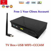 1 год Европа CCCAM DVB S2 HD спутниковый ресивер Поддержка PVR 1080p MPEG-4/2 Испания Португалия Арабский ТВ коробка с USB wifi рецептор