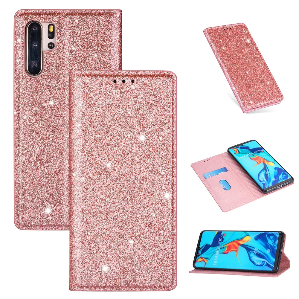 Роскошный блестящий кожаный чехол-книжка для huawei mate P20 P30 10 20 30 Lite Pro Y6 Y7 P Smart Plus Honor 8A откидная крышка