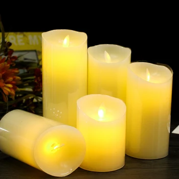 

20cm 10cm Electronic Candle Yellow Flickering LED Tea Light 3AAA Battery Operated Night Lamp Wedding Xmas Party Lighting Decors
