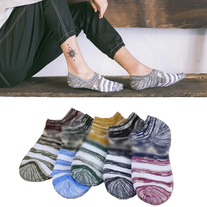 5pair Spring Autumn Men Cotton Ankle Socks Meias Business Casual Solid /Striped Funny Men Socks Slippers Calcetines Dibujos