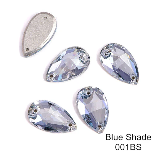 24 шт./лот AAAAA качество каплевидные стеклянные стразы блеск пришить стразы Красочные стразы для шитья свадебное платье B3408 - Color: Blue Shade
