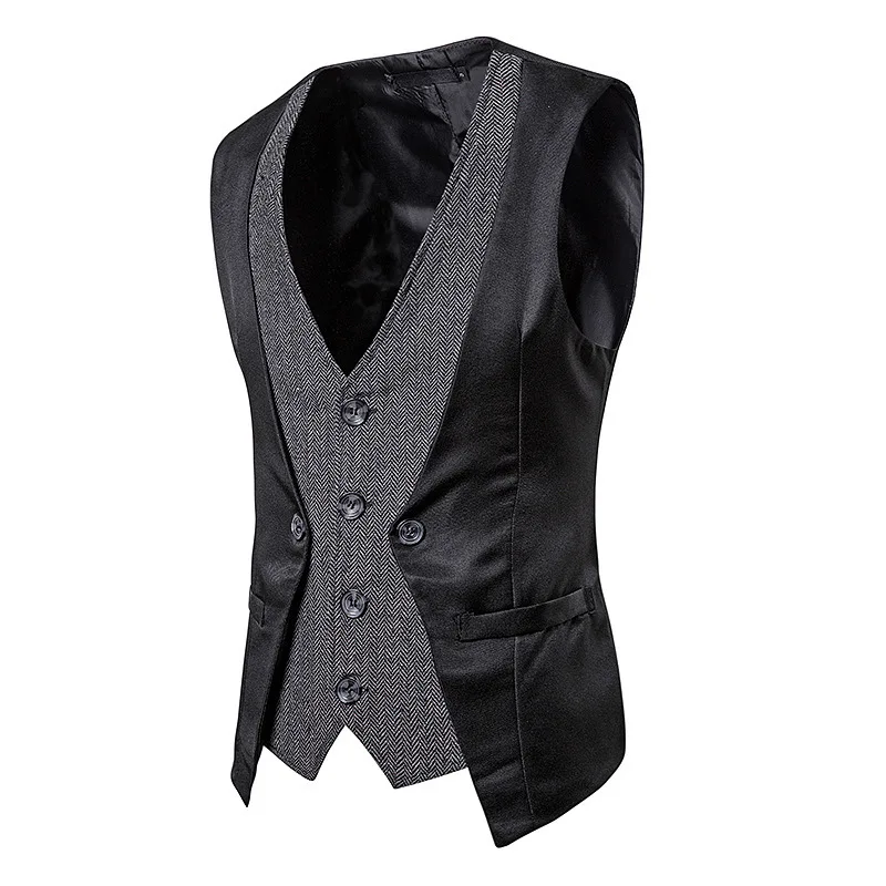 New Style Men Cool Joint Mock Two-Piece Single Breasted Casual Vest M64