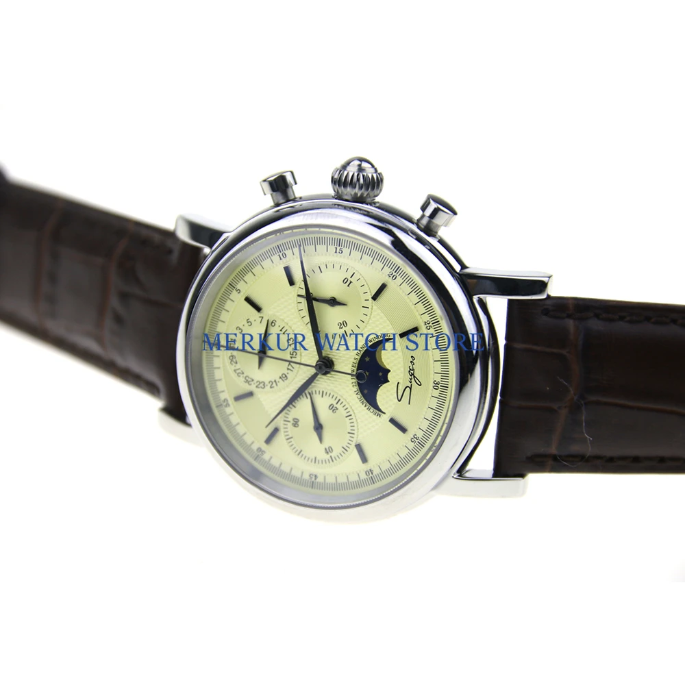 

Sugess Mens Watch Mechanical Chronograph Pilot 1963 Dress Watch Dress Seagull Movement St1908