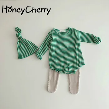 

Spring Newborn Children's Bodysuit Creeper Suit Halter Stripe Boys And Girls' Pullover cloth
