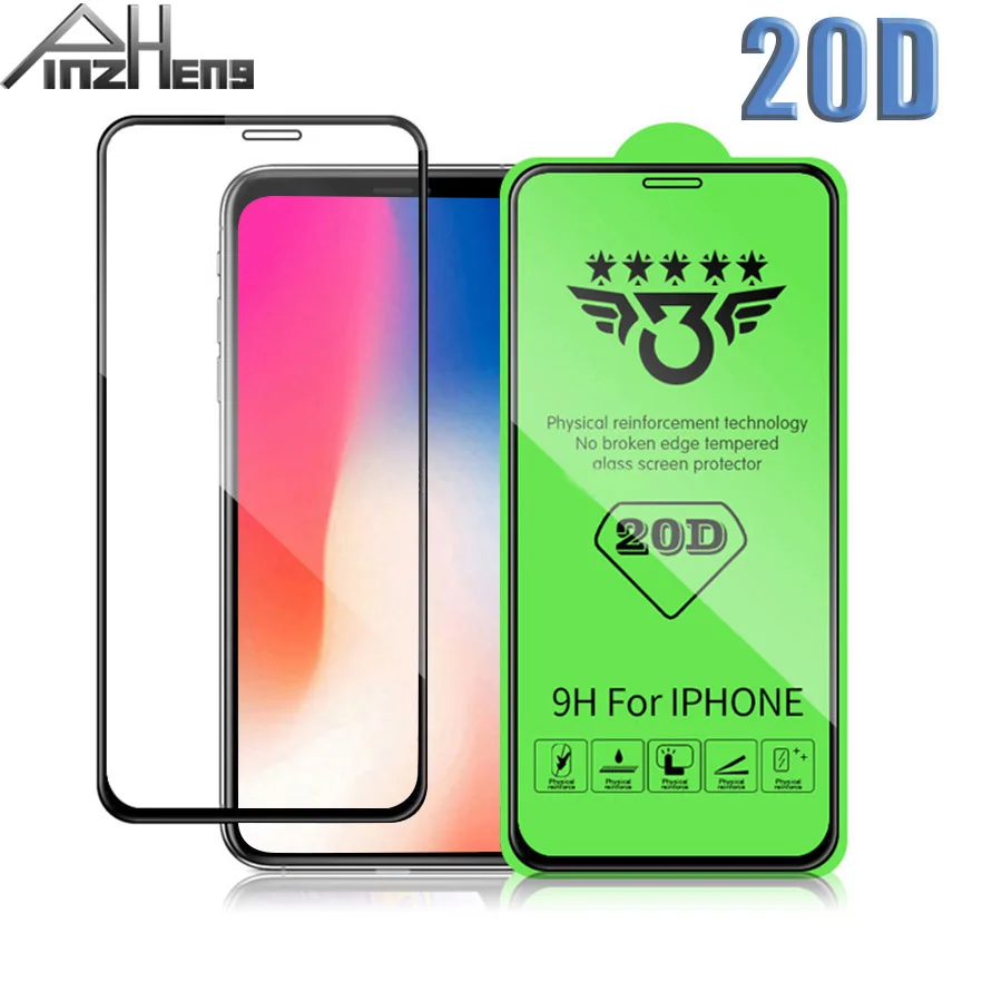 20D полное покрытие из закаленного стекла для iPhone 6 7 8 Plus X XR XS MAX glass для iPhone 6 7 8 Plus X XR футляр для очков пленка