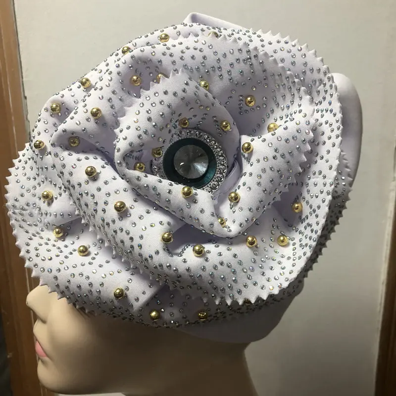 27 Нигерийский геле головной убор Aso Oke геле уже сделанный Авто геле Aso Ebi головной убор Африканский тюрбан шапка с красочным Beads-LP30 - Цвет: 27