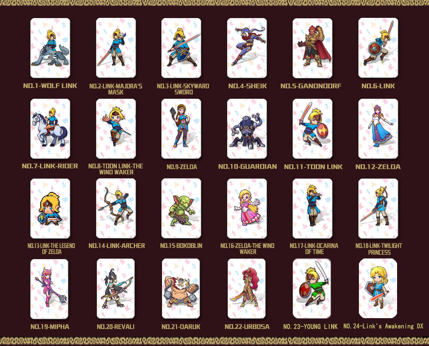 24 предмета в комплекте полный комплект карту Amiibo для Легенда о Зельде Дыхание