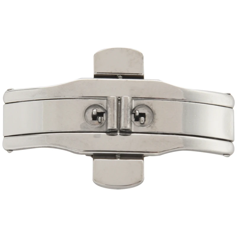 

Double Push Button Butterfly Clasp Buckle Silver For 21mm Watch Band Strap