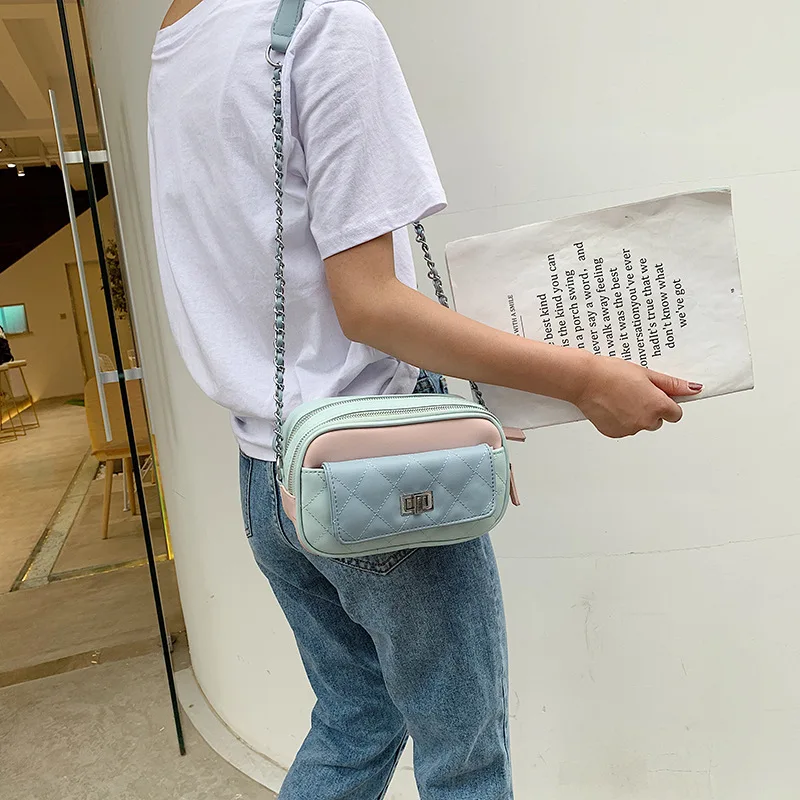 

Rhombus Chain Small Bag Net Red Retro Lock WOMEN'S Bag 2019 New Style Fashion Small Square Bag Shoulder Bag Shoulder Bag