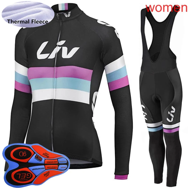 Женский трикотажный комплект для велоспорта Зимняя Теплая Флисовая