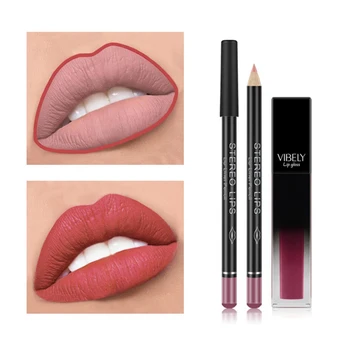 

2020 4Pcs/set Liquid Matte Lasting Waterproof Lipstick Lips Pencil Makeup Matte Lip Gloss Set